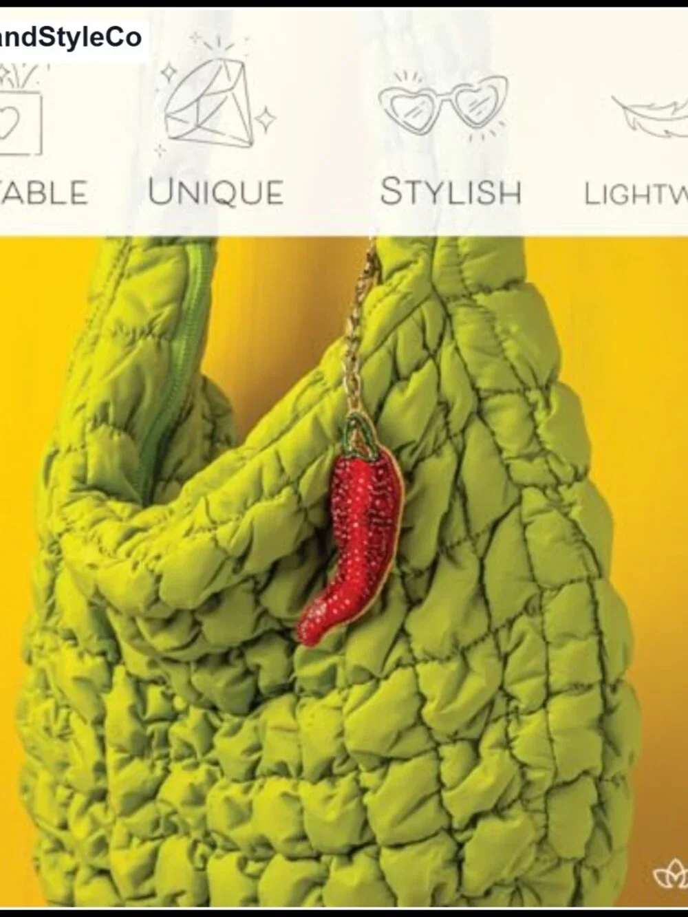 Beaded Glass Bag Charm Keychain with Lobster Clasp